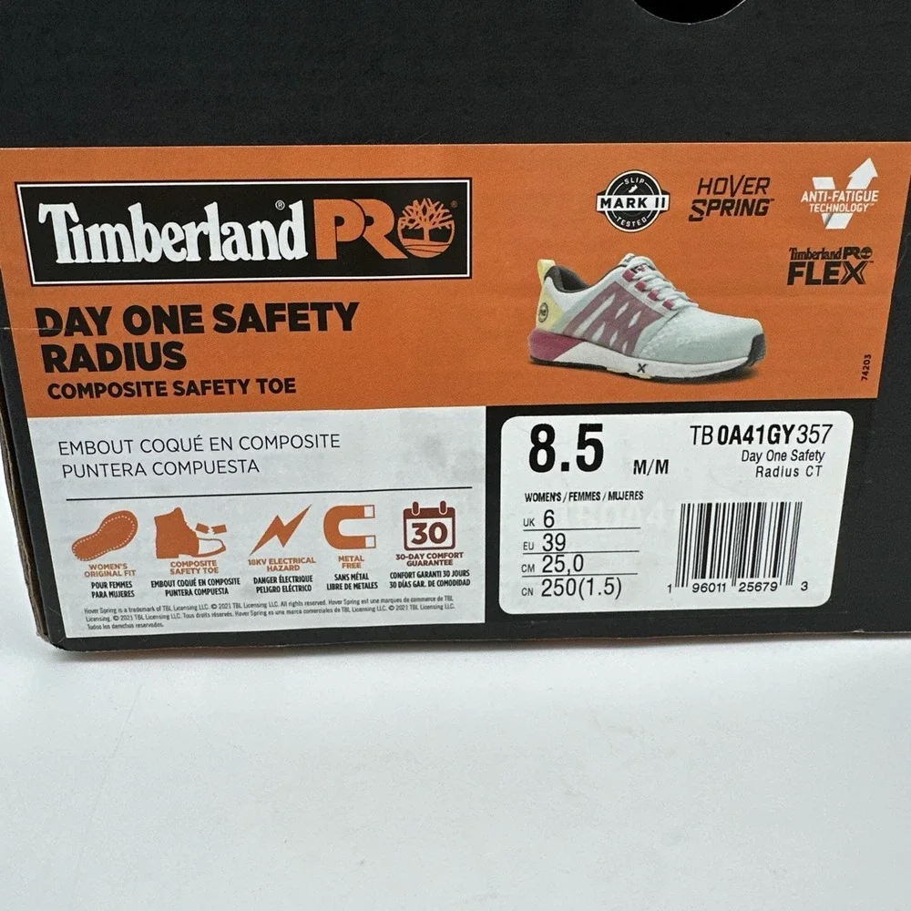 Timberland Pro Radius TB1A41GY357 Women's 8.5M Sea Pink Comp Toe Work Shoes NIB‎